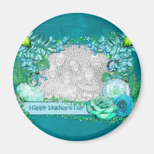 Moederdag - VOEG UW FOTO TOE - Blue Fantasy Magneet (Voorkant)