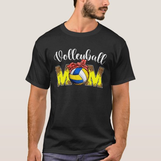 Moederdag volleybal mam luipaard spel dag mam l t-shirt (Voorkant)