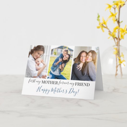 Moederdag Voor altijd vriend 3 foto Kaart (Gele Bloem)