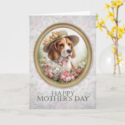Moederdag voor Beagle Kaart (Gele Bloem)