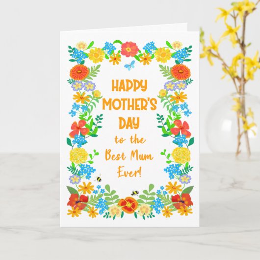 Moederdag voor beste moeder ooit bloemrand kaart (Gele Bloem)