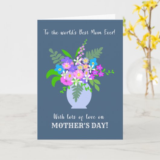 Moederdag Voor Beste Moeder Ooit Met Vaas Van Bloe Kaart (Gele Bloem)