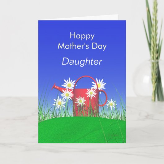 Moederdag voor Daughter Daisies and Watering Can Kaart (Voorkant)