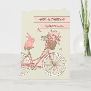 Moederdag voor Daughter in Law Fiets met Bloemen Kaart