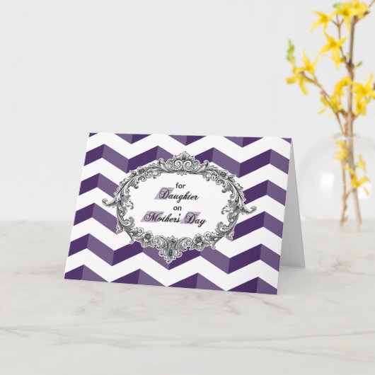 Moederdag voor Dochter Chevrons w/Antiek Lijst Kaart (Gele Bloem)