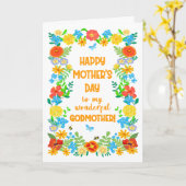 Moederdag Voor Godmother met Bloemengrens Kaart (Gele Bloem)