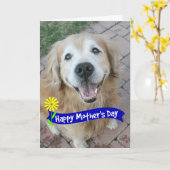 Moederdag voor het glimlachen van Golden Retriever Kaart (Gele Bloem)