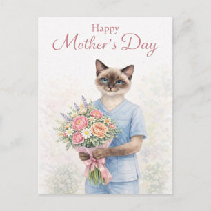 Moederdag voor kattenliefhebbers van verpleegster briefkaart