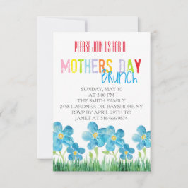 Moederdag voor kleurrijke waterverf brunch nodigt  kaart