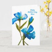Moederdag voor mam Blue Waterverf Irises Kaart (Gele Bloem)