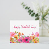 Moederdag voor mama roze bloementuin feestdagenkaart (Staand voorkant)