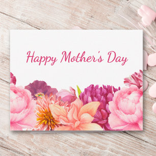 Moederdag voor mama roze bloemmodern feestdagenkaart