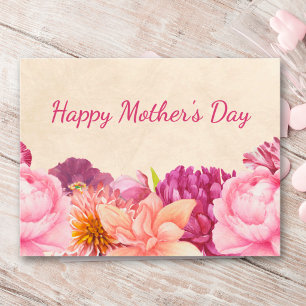 Moederdag voor mama roze pioen bloemig elegant feestdagenkaart