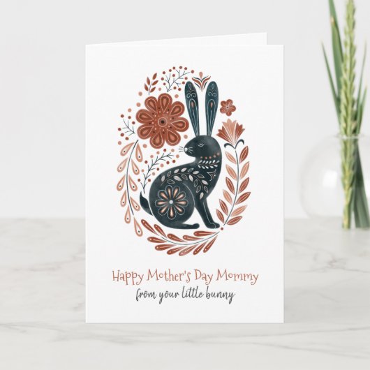 Moederdag Voor mama Woodland Bunny Vakantie Kaart (Voorkant)
