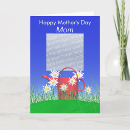 Moederdag voor Moeder Daisies en Watering Can Foto Kaart