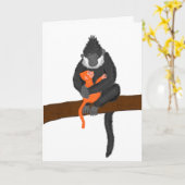 Moederdag voor moeder en baby aap kaart (Gele Bloem)