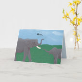 Moederdag voor moeder en baby olifant kaart (Gele Bloem)
