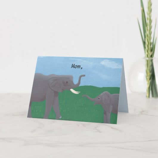 Moederdag voor moeder en baby olifant kaart (Voorkant)