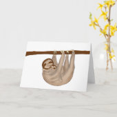 Moederdag voor moeder en baby sloth kaart (Gele Bloem)