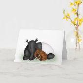 Moederdag voor moeder en baby tapir kaart (Gele Bloem)