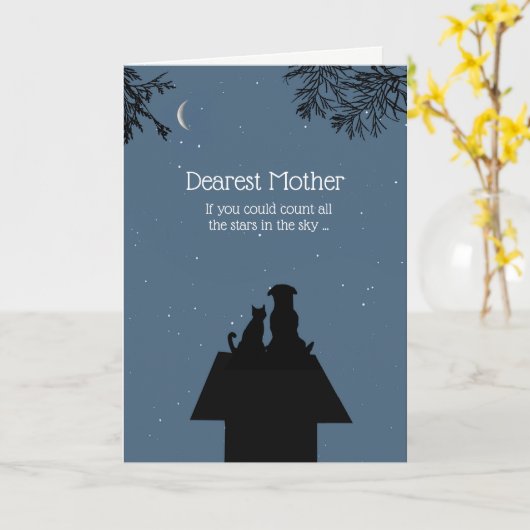 Moederdag voor moeder: kotelaar en sterren kaart (Gele Bloem)