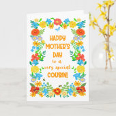 Moederdag voor neef met bloemrand kaart (Gele Bloem)