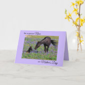 Moederdag voor Niece Mare & Foal Bluebells Foto Kaart (Gele Bloem)