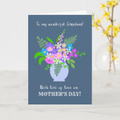 Moederdag voor oma vaas van bloemen kaart (Gele Bloem)