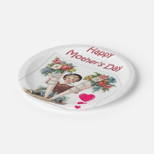 Moederdag voor papieren borden papieren bordje (Gekanteld)