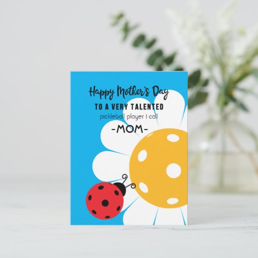 Moederdag voor Pickleball Mam, aangepaste kleur Briefkaart (Staand voorkant)