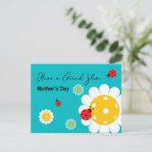 Moederdag voor Pickleball Mam, turkooise Briefkaart (Staand voorkant)