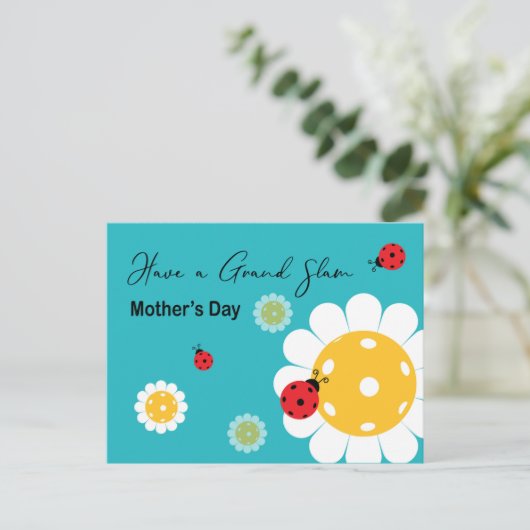 Moederdag voor Pickleball Mam, turkooise Briefkaart (Staand voorkant)