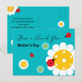 Moederdag voor Pickleball Mam, turkooise Briefkaart (Voorkant / Achterkant)