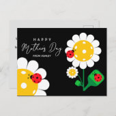 Moederdag voor Pickleball Mam, zwart Briefkaart (Voorkant / Achterkant)