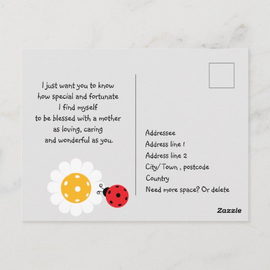 Moederdag voor Pickleball Mam, zwart Briefkaart (Achterkant)