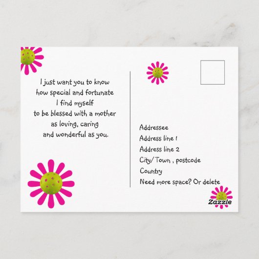 Moederdag voor Pickleball Mam, zwart Briefkaart (Achterkant)