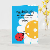 Moederdag voor Pickleball Mom, aangepaste kleur Kaart (Gele Bloem)