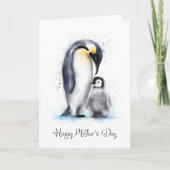 Moederdag voor Pinguïns Feestdagen Kaart (Voorkant)