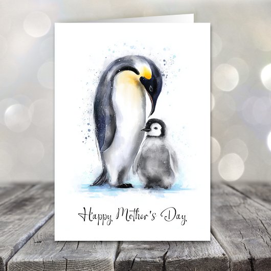 Moederdag voor Pinguïns Feestdagen Kaart