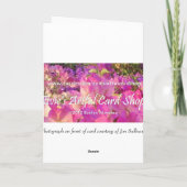 Moederdag voor pleegmoeder paarse bloemen kaart (Achterkant)