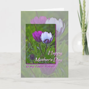 Moederdag voor pleegmoeder paarse bloemen kaart