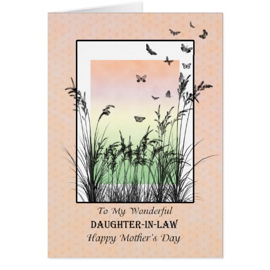 Moederdag voor schoondochter, met vlinders (Voorkant)
