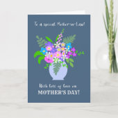 Moederdag voor schoonmoeder vaas van bloemen kaart (Voorkant)