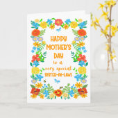 Moederdag voor schoonzus  Bloemengrens Kaart (Gele Bloem)