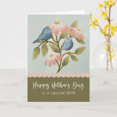 Moederdag voor speciale moeder blauwe vogels kaart (Gele Bloem)