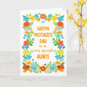 Moederdag Voor Tante met Bloemengrens Kaart (Gele Bloem)