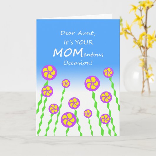 Moederdag voor Tante, MOMentous Occasion Pun Kaart (Gele Bloem)