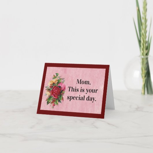 Moederdag voor toegewezen Rozen Bedankkaart (Voorkant)