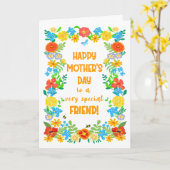 Moederdag Voor Vriend met  Bloemengrens Kaart (Gele Bloem)