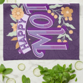  Moederdag voor Wavy Typografie Gift Paars Theedoek (Gevouwen)